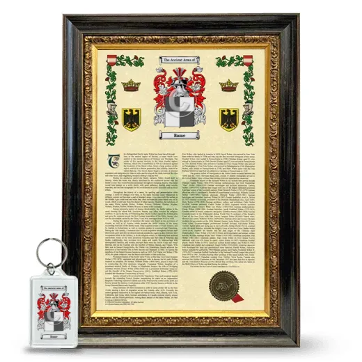 Bame Framed Armorial History and Keychain - Heirloom