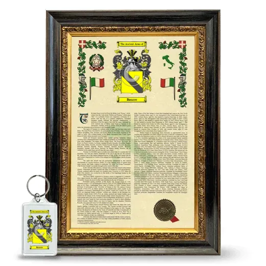 Basave Framed Armorial History and Keychain - Heirloom