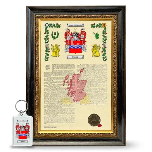Bascon Framed Armorial History and Keychain - Heirloom