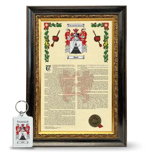 Basel Framed Armorial History and Keychain - Heirloom