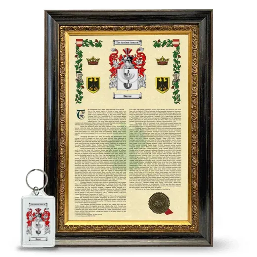 Basse Framed Armorial History and Keychain - Heirloom