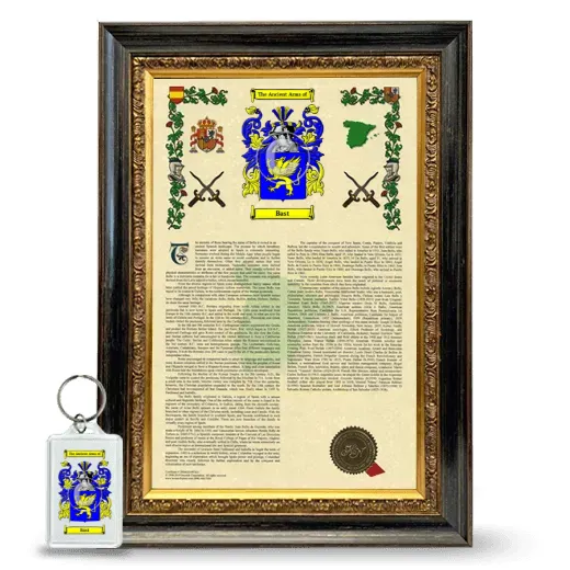 Bast Framed Armorial History and Keychain - Heirloom