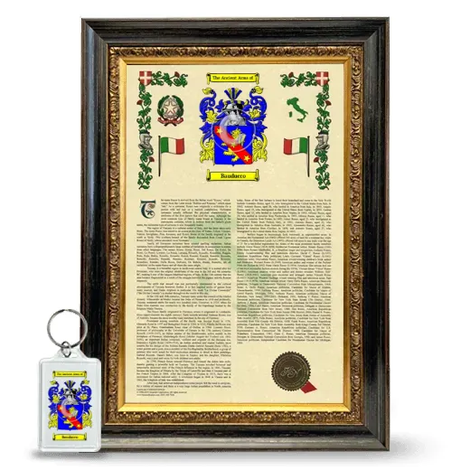 Bauducco Framed Armorial History and Keychain - Heirloom