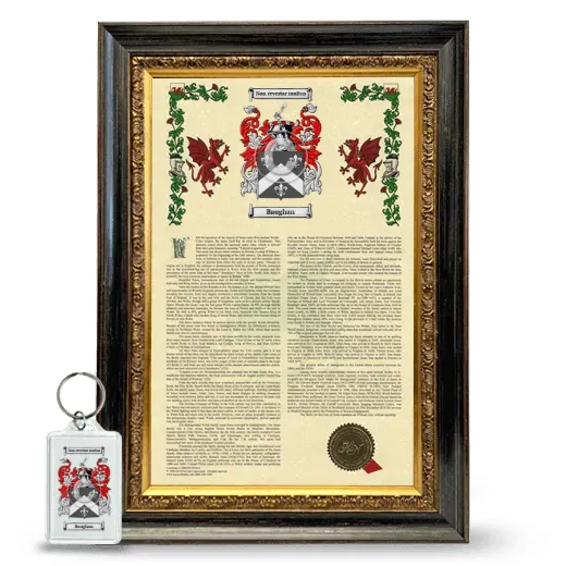 Baughan Framed Armorial History and Keychain - Heirloom