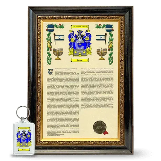 Baum Framed Armorial History and Keychain - Heirloom