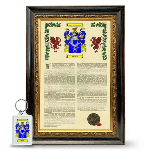 Bawine Framed Armorial History and Keychain - Heirloom
