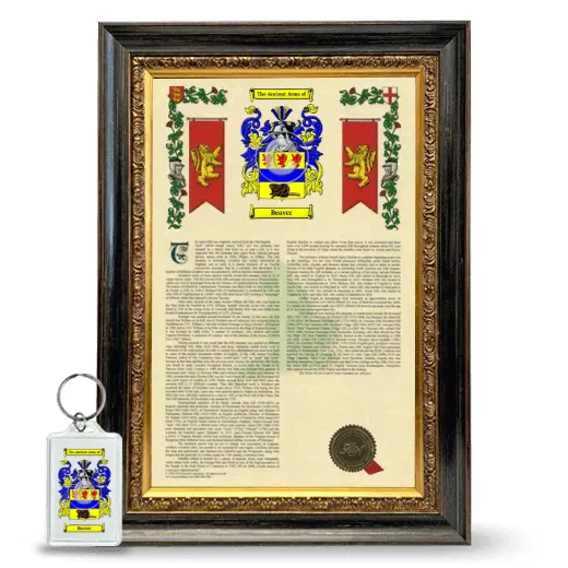 Beaver Framed Armorial History and Keychain - Heirloom
