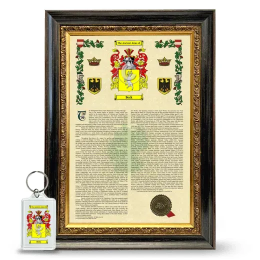 Beck Framed Armorial History and Keychain - Heirloom
