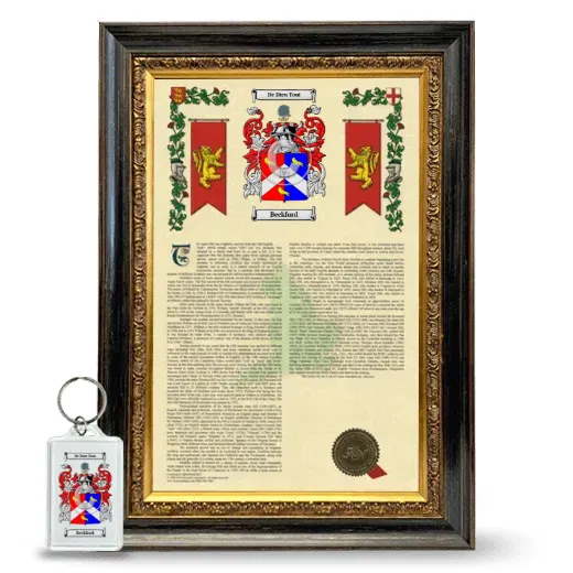 Beckford Framed Armorial History and Keychain - Heirloom