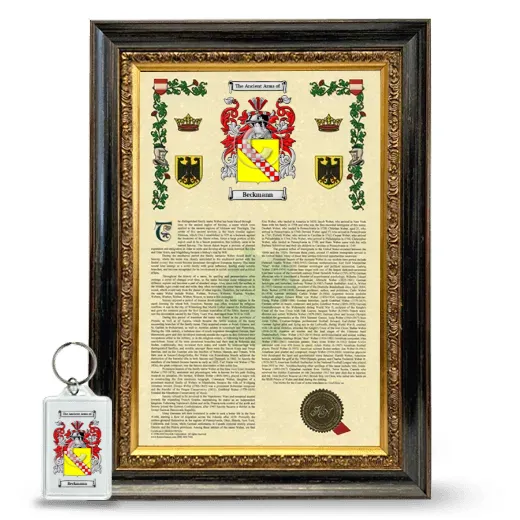 Beckmann Framed Armorial History and Keychain - Heirloom