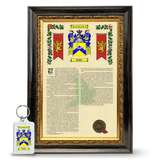 Bedder Framed Armorial History and Keychain - Heirloom