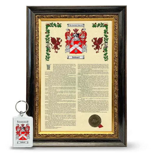 Bedward Framed Armorial History and Keychain - Heirloom