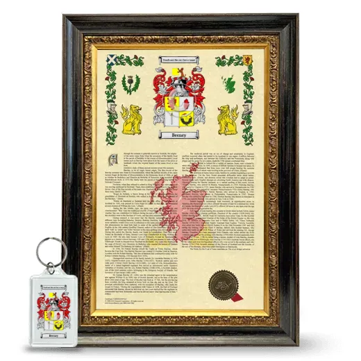 Beeney Framed Armorial History and Keychain - Heirloom
