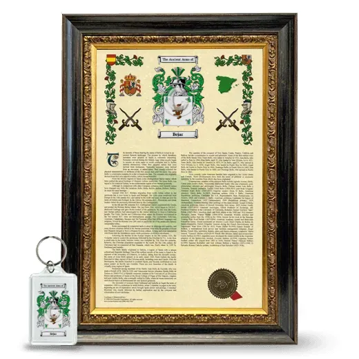 Bejar Framed Armorial History and Keychain - Heirloom