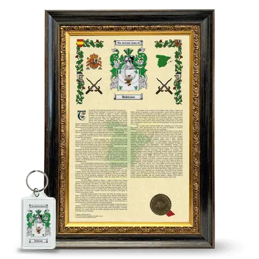 Bejerano Framed Armorial History and Keychain - Heirloom