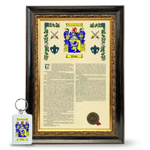 Belange Framed Armorial History and Keychain - Heirloom