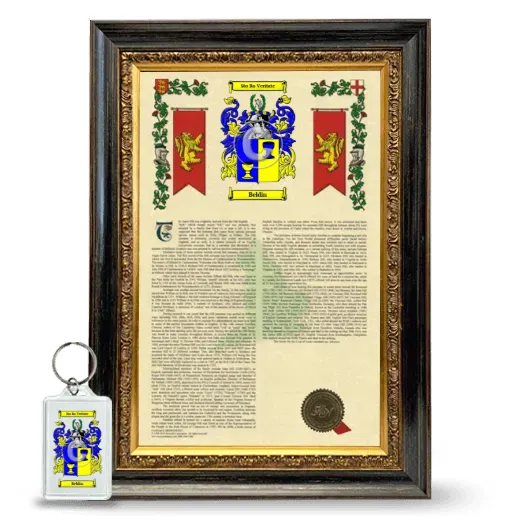 Beldin Framed Armorial History and Keychain - Heirloom