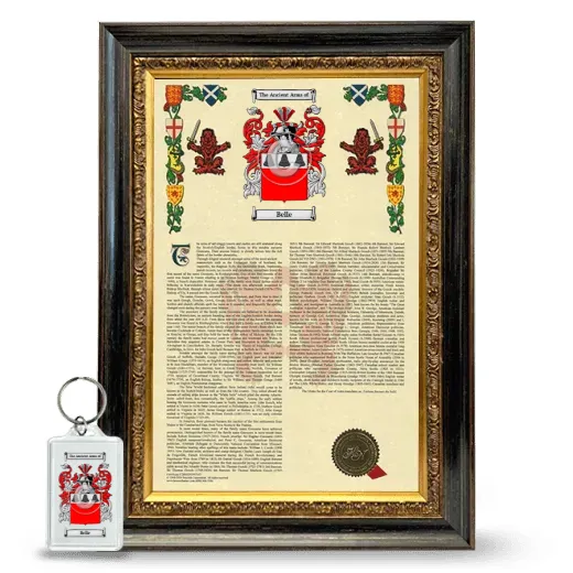 Belle Framed Armorial History and Keychain - Heirloom