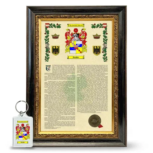 Bendas Framed Armorial History and Keychain - Heirloom