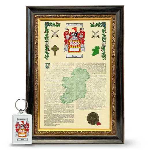 Bergis Framed Armorial History and Keychain - Heirloom