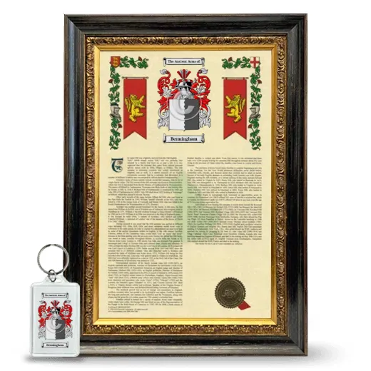Bermingham Framed Armorial History and Keychain - Heirloom