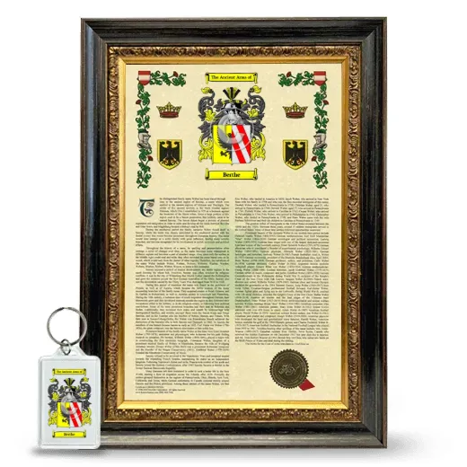 Berthe Framed Armorial History and Keychain - Heirloom