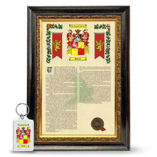 Bezant Framed Armorial History and Keychain - Heirloom