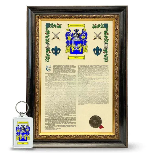 Beze Framed Armorial History and Keychain - Heirloom