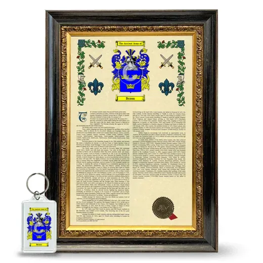 Bezon Framed Armorial History and Keychain - Heirloom