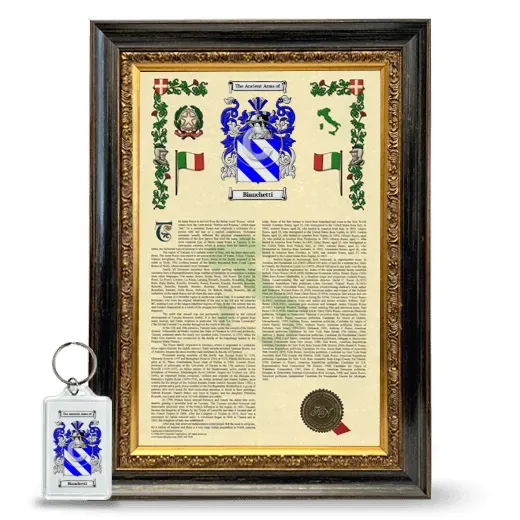 Bianchetti Framed Armorial History and Keychain - Heirloom