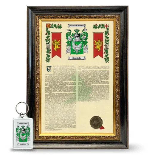 Biddulphe Framed Armorial History and Keychain - Heirloom