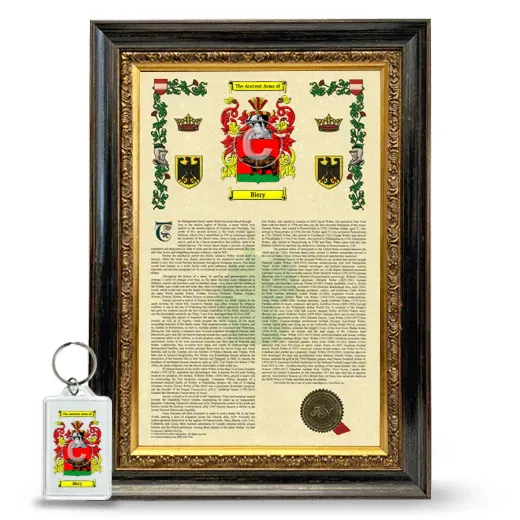 Biery Framed Armorial History and Keychain - Heirloom