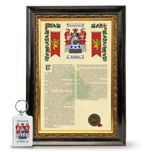 Blackbeard Framed Armorial History and Keychain - Heirloom