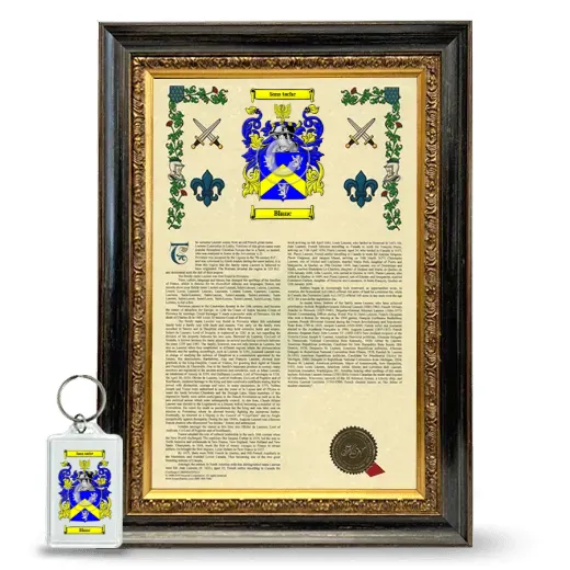 Blanc Framed Armorial History and Keychain - Heirloom