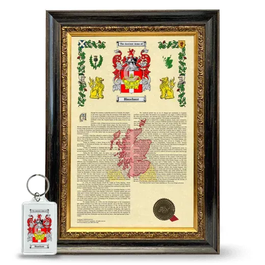 Blanchant Framed Armorial History and Keychain - Heirloom