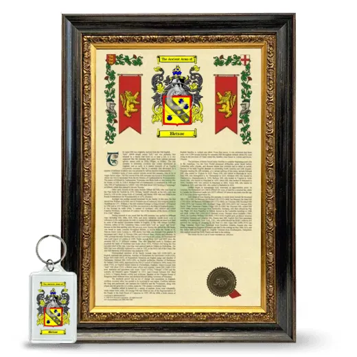 Bletsoe Framed Armorial History and Keychain - Heirloom