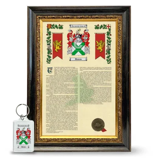 Bloxom Framed Armorial History and Keychain - Heirloom