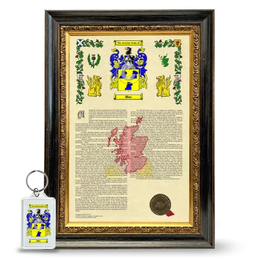 Blue Framed Armorial History and Keychain - Heirloom