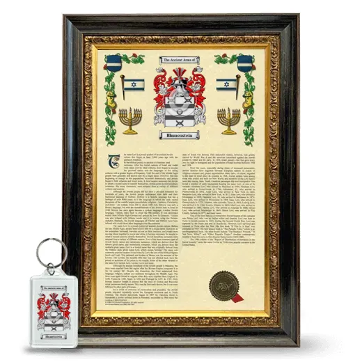 Blumenstein Framed Armorial History and Keychain - Heirloom