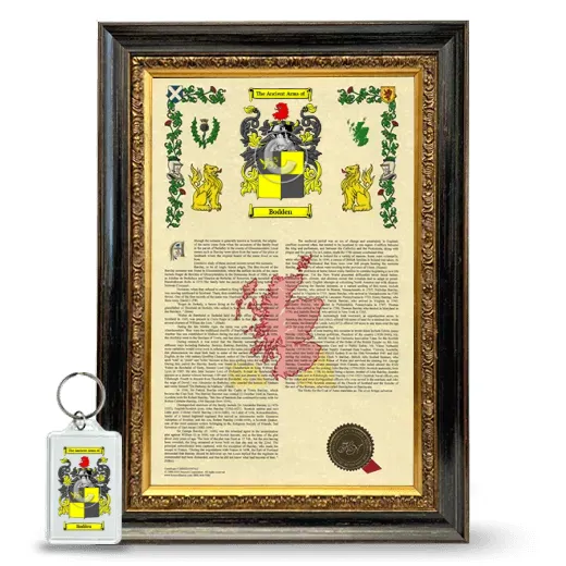 Bodden Framed Armorial History and Keychain - Heirloom