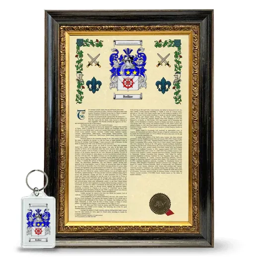 Bodine Framed Armorial History and Keychain - Heirloom