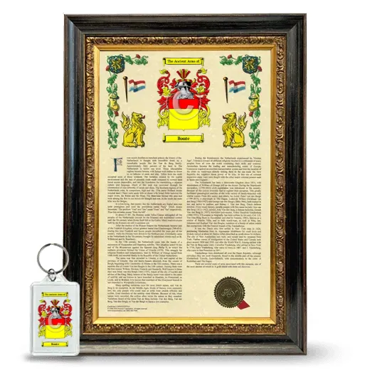 Bonte Framed Armorial History and Keychain - Heirloom