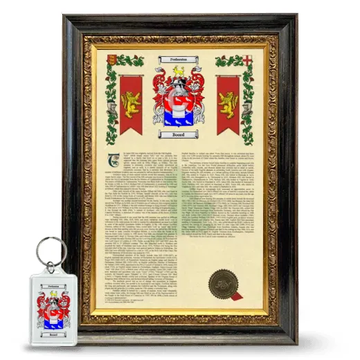 Boord Framed Armorial History and Keychain - Heirloom