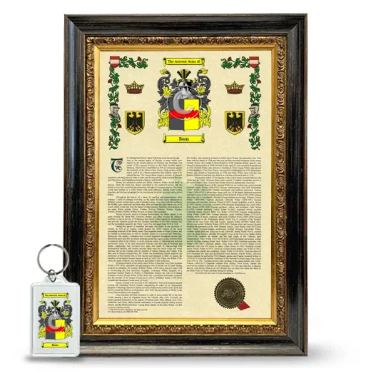 Born Framed Armorial History and Keychain - Heirloom