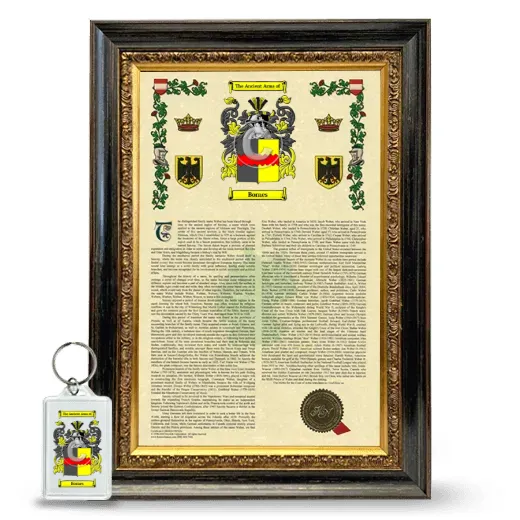 Bornes Framed Armorial History and Keychain - Heirloom