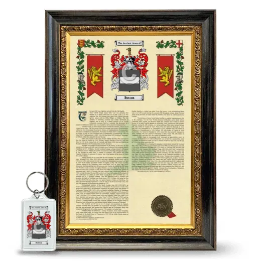 Bostox Framed Armorial History and Keychain - Heirloom