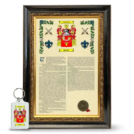 Bouvier Framed Armorial History and Keychain - Heirloom
