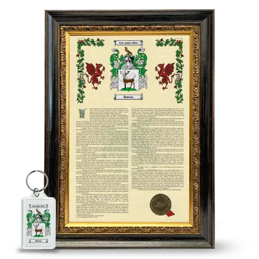 Bowan Framed Armorial History and Keychain - Heirloom