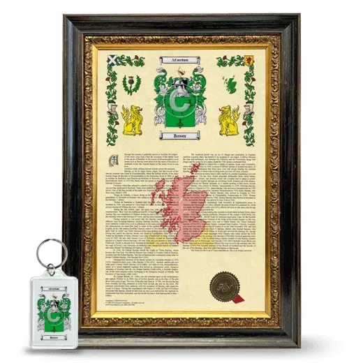 Bower Framed Armorial History and Keychain - Heirloom