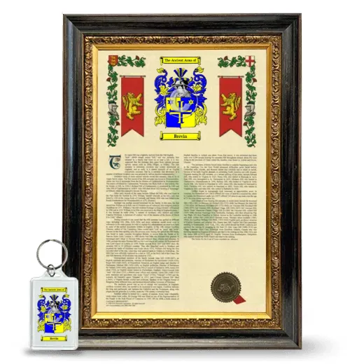 Brevin Framed Armorial History and Keychain - Heirloom